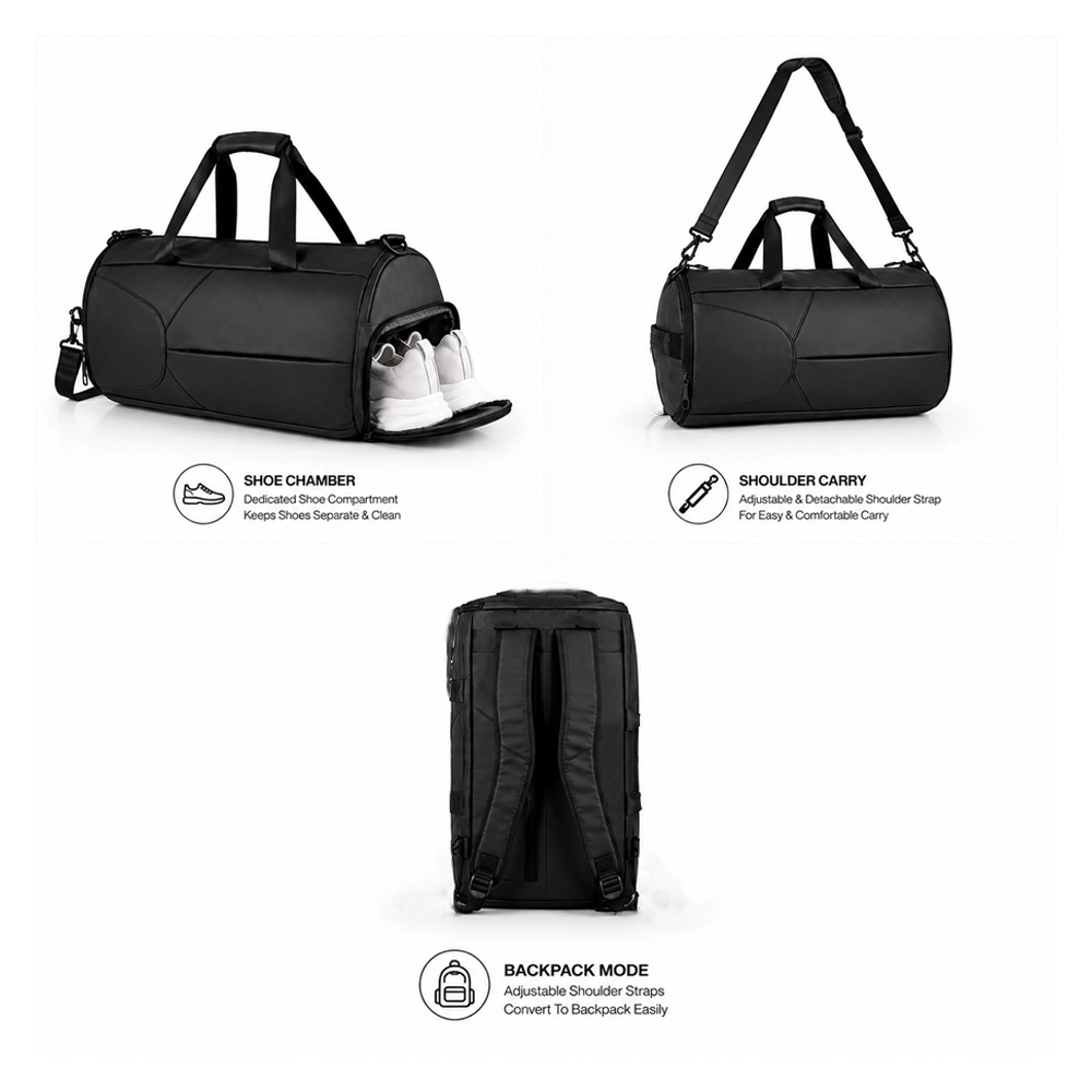 Large Capacity Travel & Gym Bag – Black