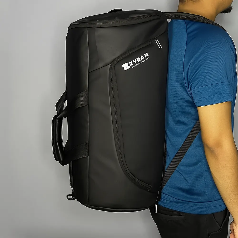 Zyrah Premium Duffel & Travel Bag with Shoe Compartment – Black