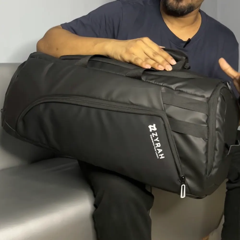 Zyrah Premium Duffel & Travel Bag with Shoe Compartment – Black